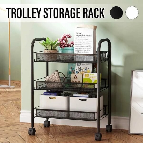 Metal 3 - Tier Rolling Storage Organiser Trolley