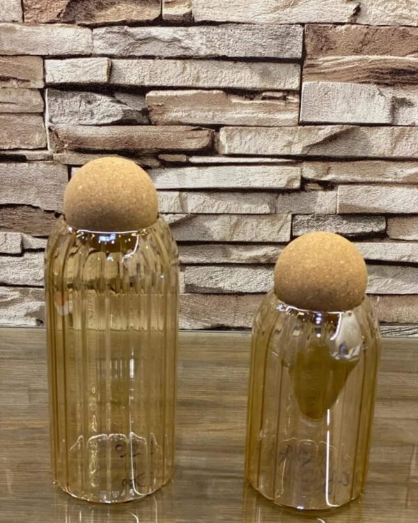 glass jar with cork ball