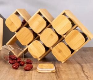 bamboo wood spice rack