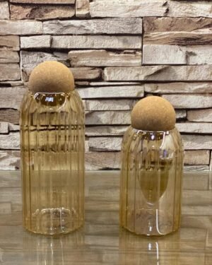 glass jar with cork ball