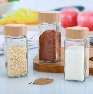 Glass Seasoning Bottle With Wooden Cap